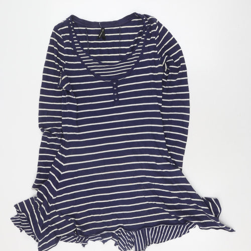 Marks and Spencer Women's Blue Striped T-Shirt Size 10