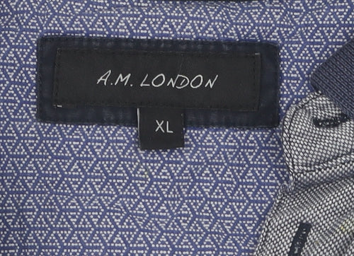 A.M. London Men's Grey XL Polo Shirt - Casual Cotton Blend