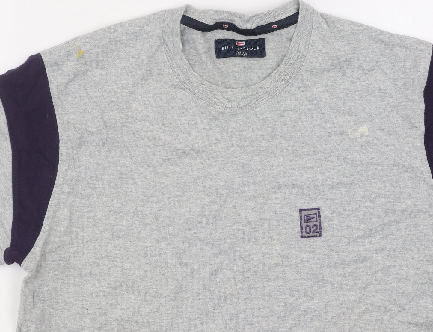 Marks and Spencer Grey Men's Cotton T-Shirt, S, Short Sleeve