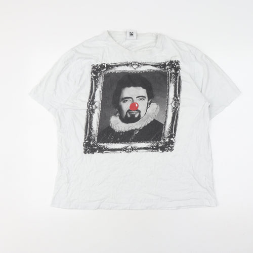 Comic Relief Men's White Large Graphic T-Shirt, Fairtrade