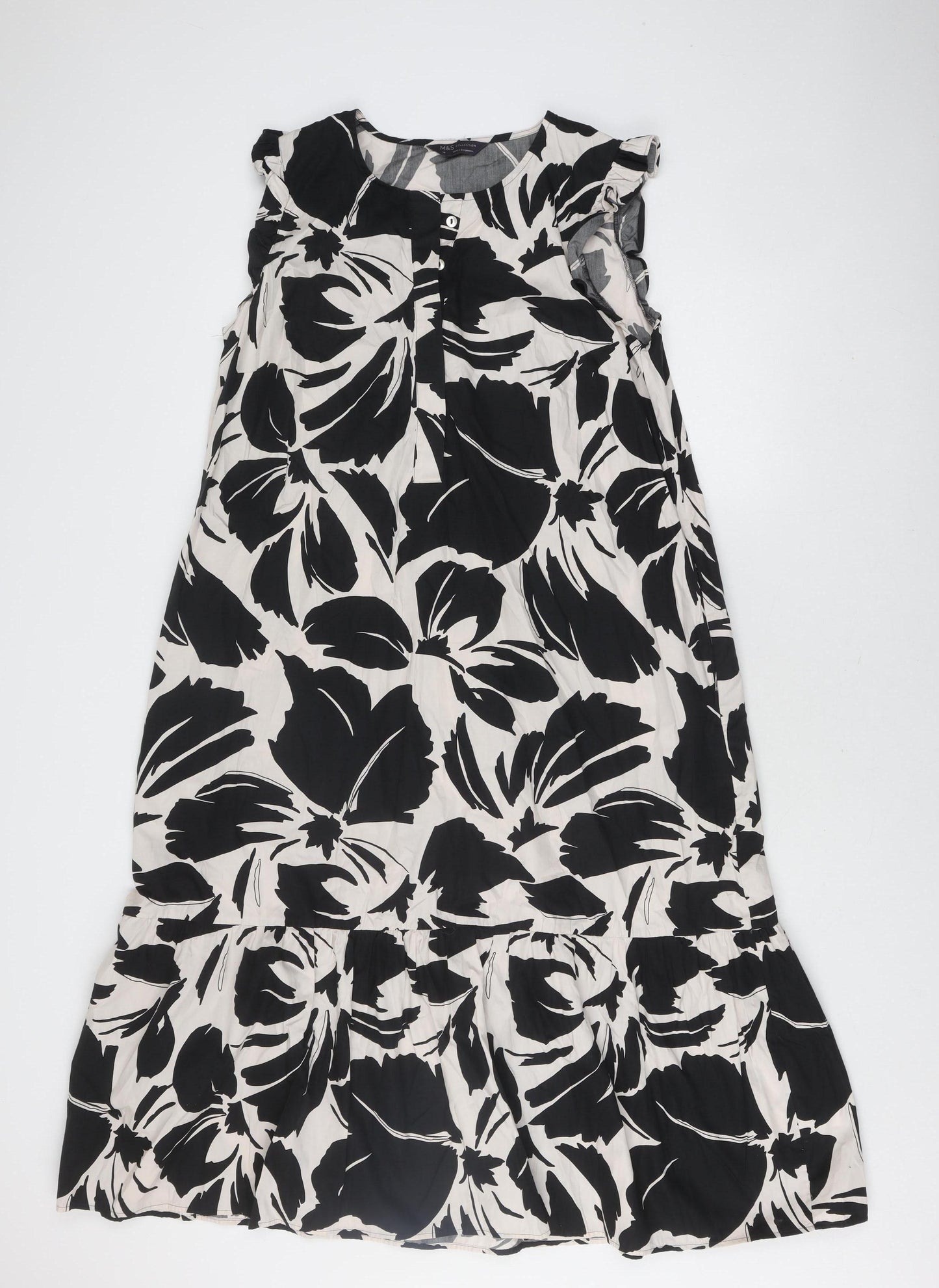 Marks and Spencer Women's Black Floral Dress Size 14