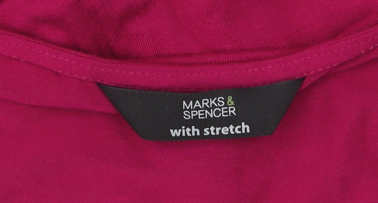 Marks and Spencer Women's Flutter Sleeve Pink Dress Size 12