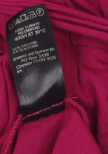 Marks and Spencer Women's Flutter Sleeve Pink Dress Size 12
