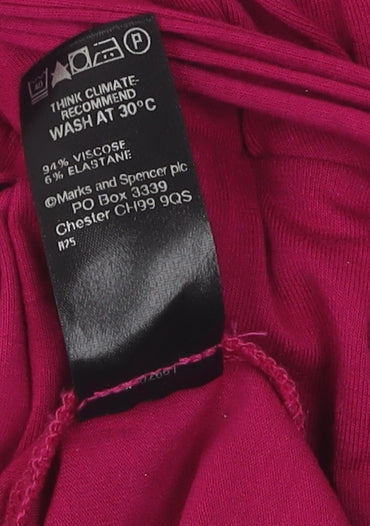 Marks and Spencer Women's Flutter Sleeve Pink Dress Size 12