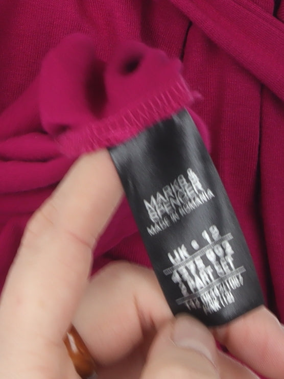 Marks and Spencer Women's Flutter Sleeve Pink Dress Size 12