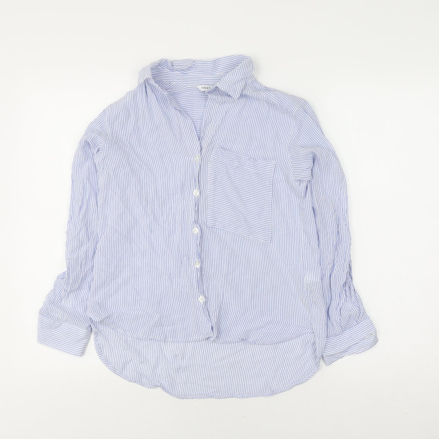 Next Women’s Blue Striped Button-Up Shirt, 6 Plus, Petites