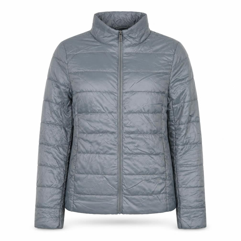 Front view of Calvin Klein Jeans Women's Grey Puffer Jacket S