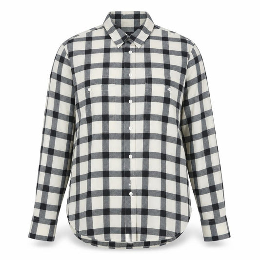 Front view of Marks & Spencer Women's Blue Check Button-Up Shirt, size 8