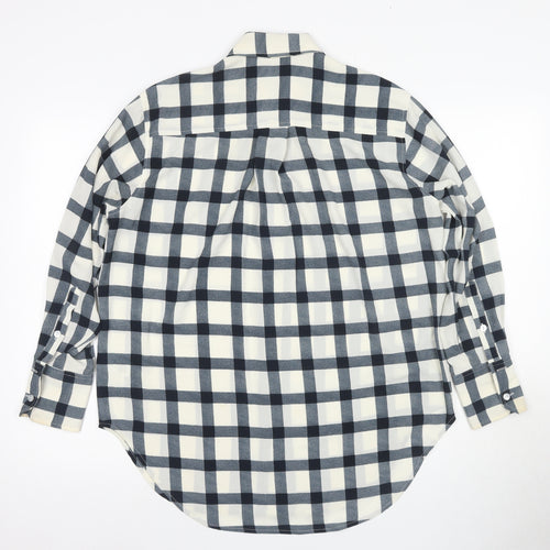 Marks and Spencer Women's Blue Check Button-Up Shirt Size 8