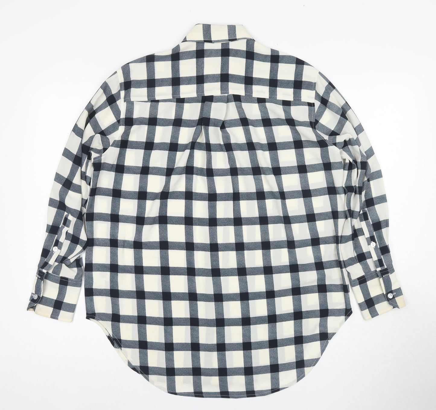 Marks and Spencer Women's Blue Check Button-Up Shirt Size 8