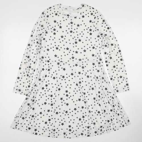 Marks and Spencer Girls White Star A-Line Dress 10-11Y