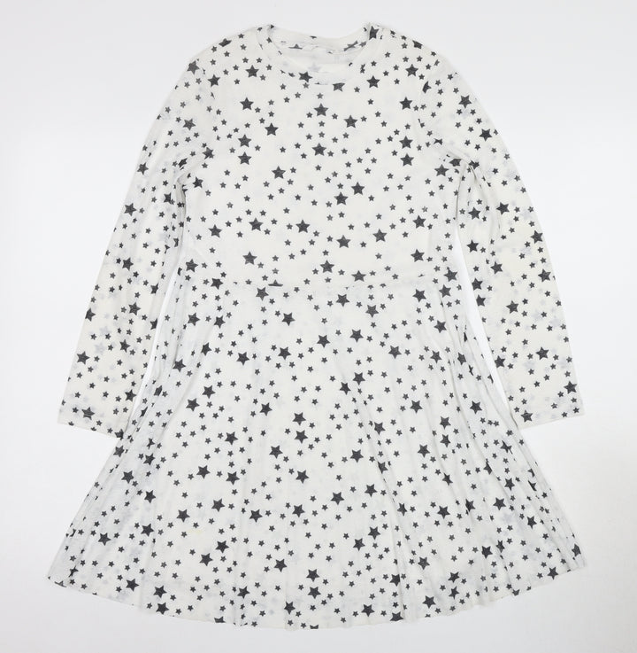 Marks and Spencer Girls White Star A-Line Dress 10-11Y