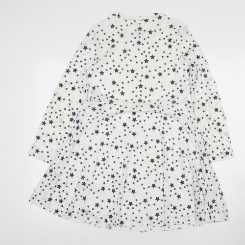 Marks and Spencer Girls White Star A-Line Dress 10-11Y