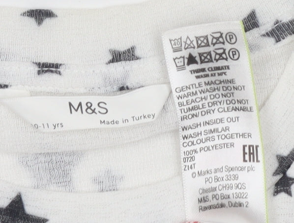 Marks and Spencer Girls White Star A-Line Dress 10-11Y