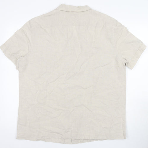 Marks and Spencer Men Beige XL Linen Blend Shirt