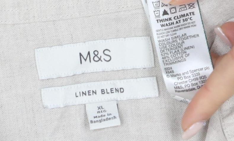 Marks and Spencer Men Beige XL Linen Blend Shirt