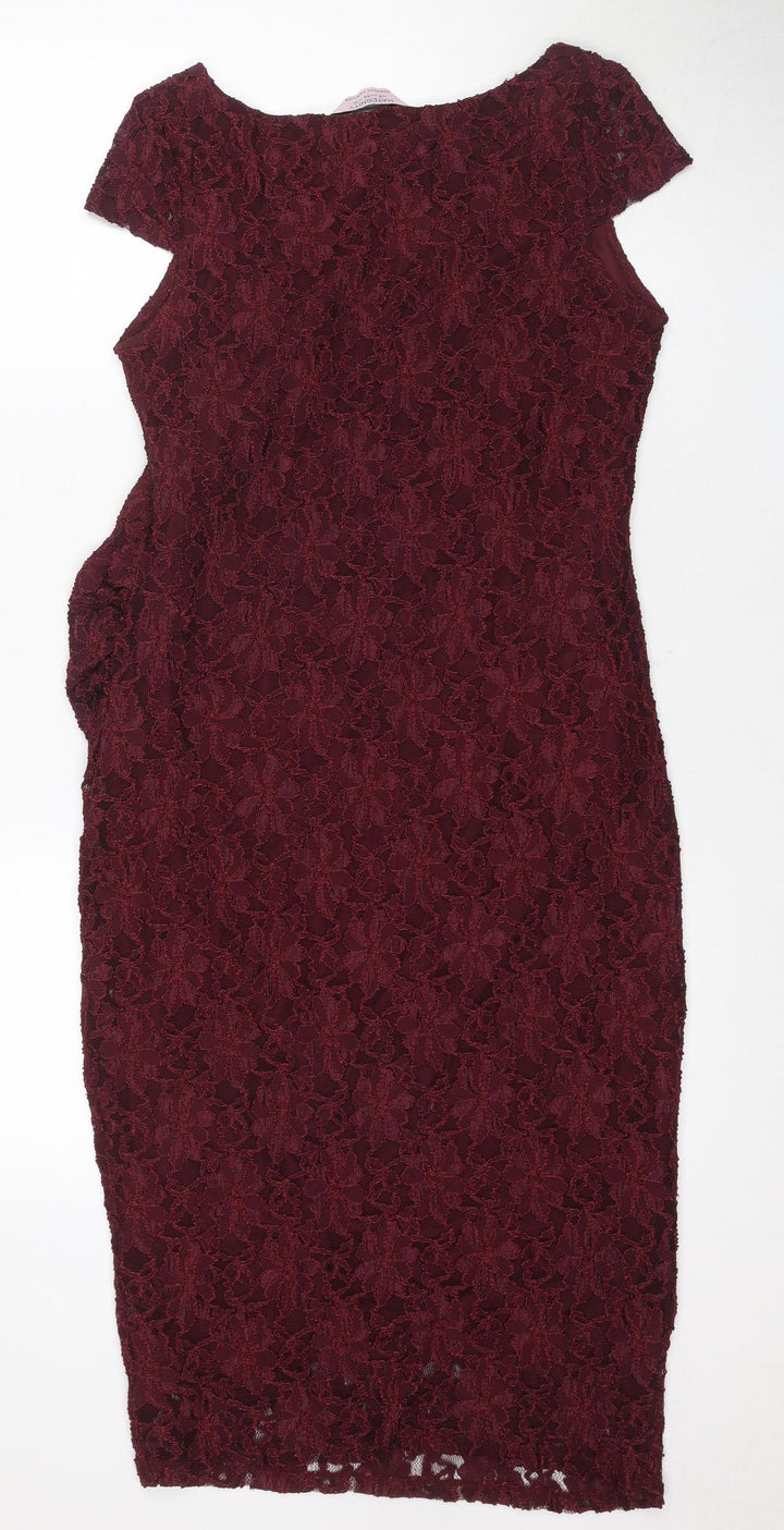Dorothy Perkins Red Midi Lace Dress Women