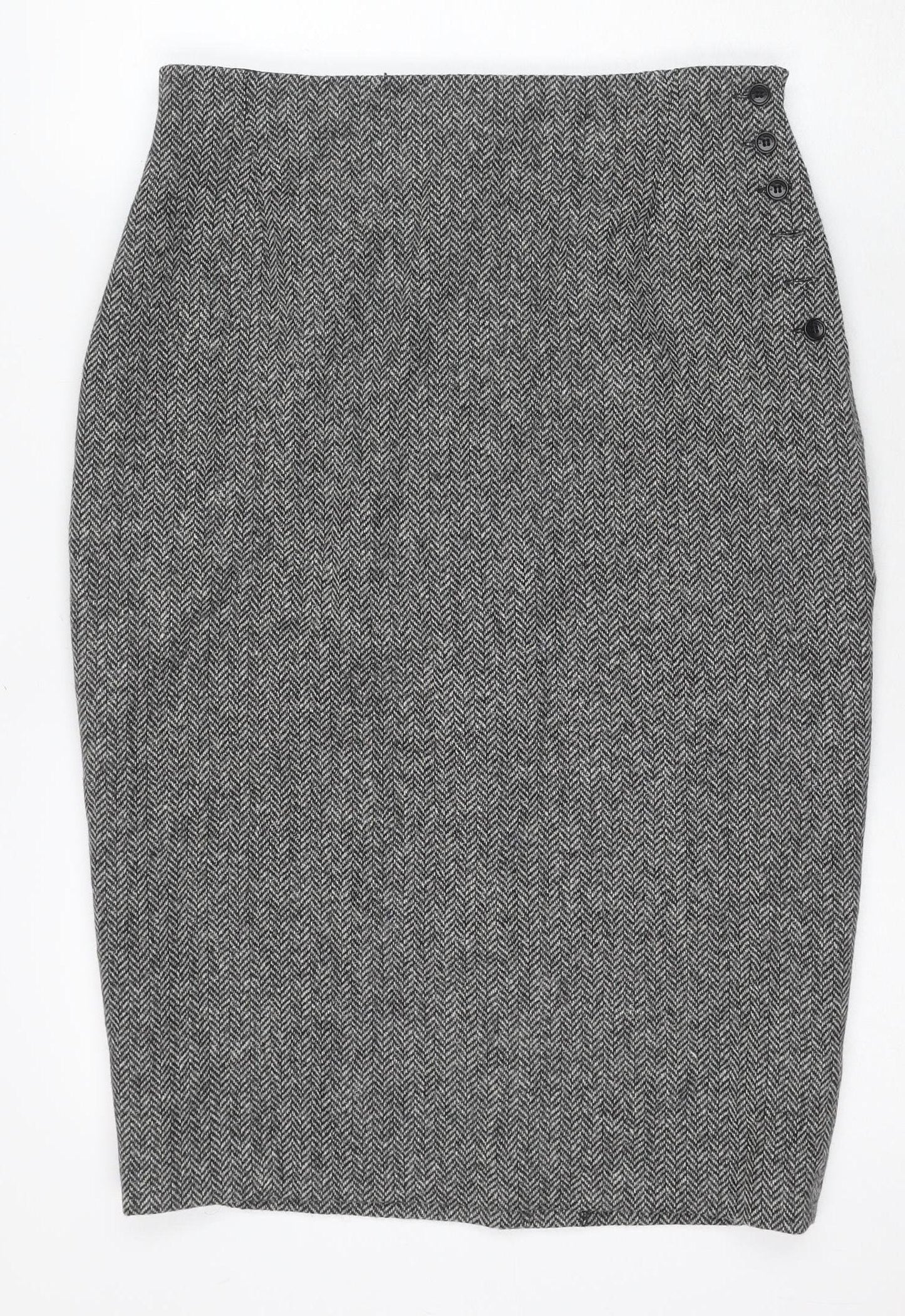 L.K. Bennett Women's Grey Herringbone Pencil Skirt, Size 12