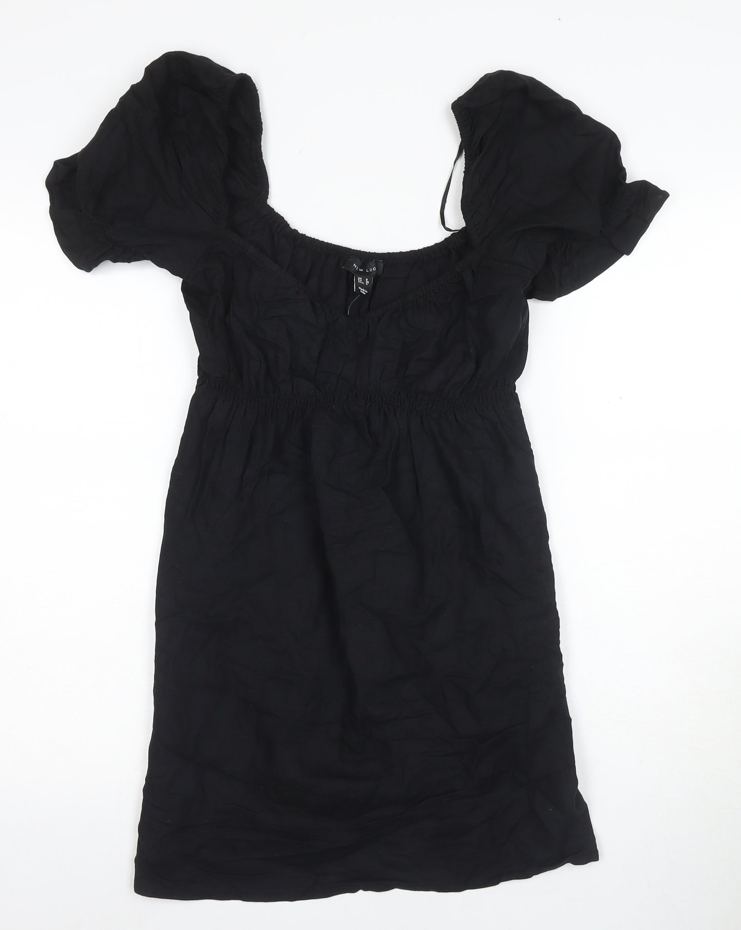 New Look Women's Black Short Puff Sleeve Dress