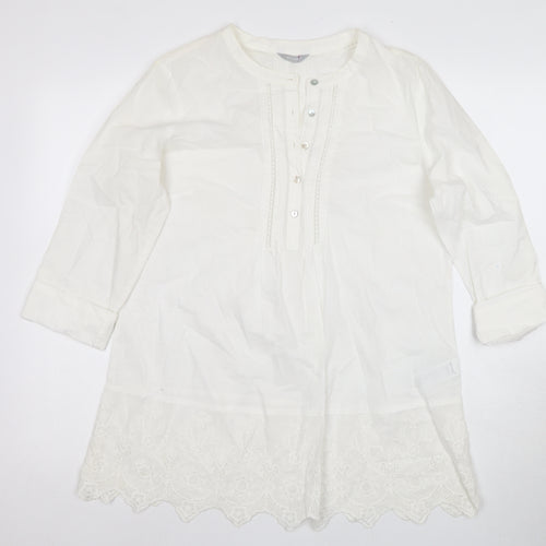 Marks and Spencer Women White Size 12 Cotton Dress