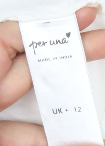 Marks and Spencer Women White Size 12 Cotton Dress