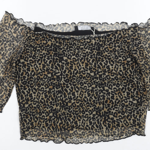 Bershka Women's Cropped Animal Print Blouse, M
