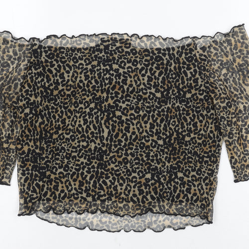 Bershka Women's Cropped Animal Print Blouse, M