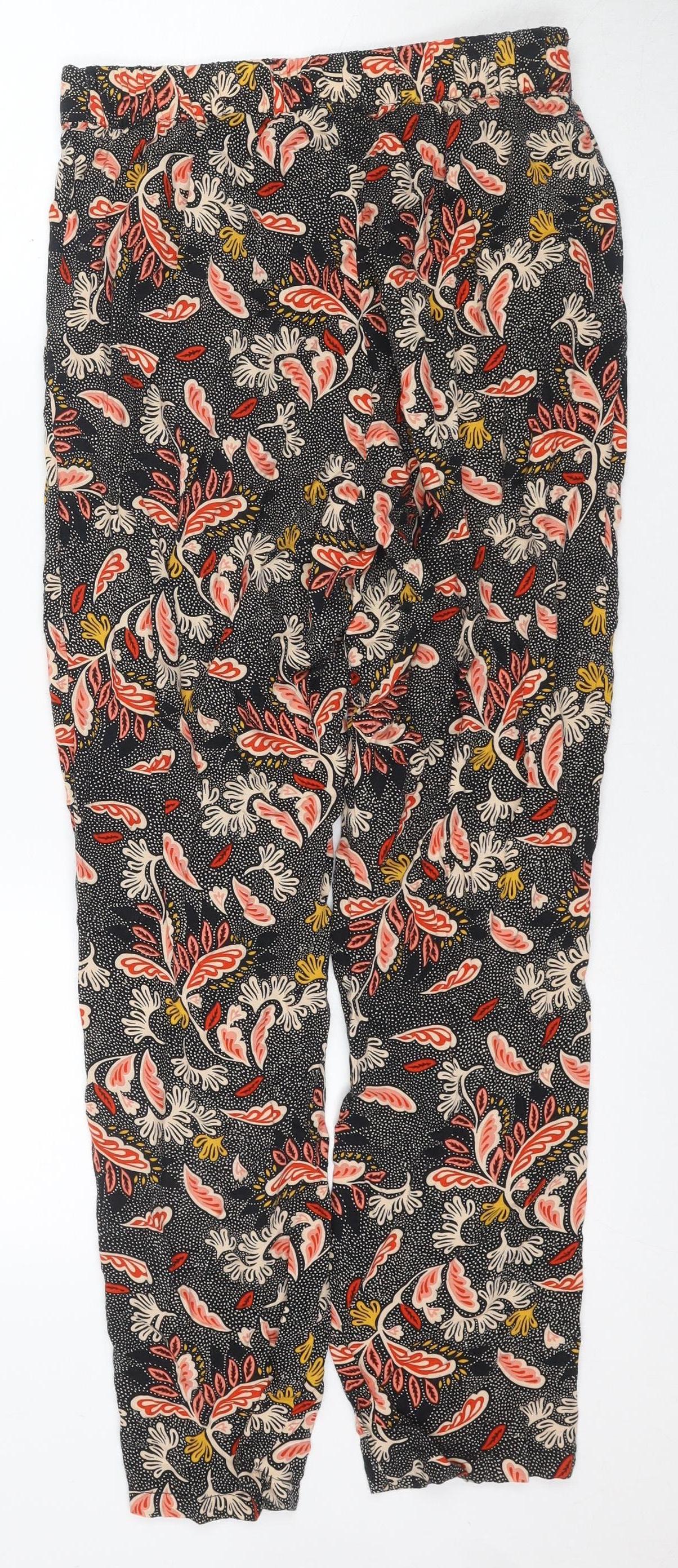H&M Women's Multicoloured Floral Trousers Size 8