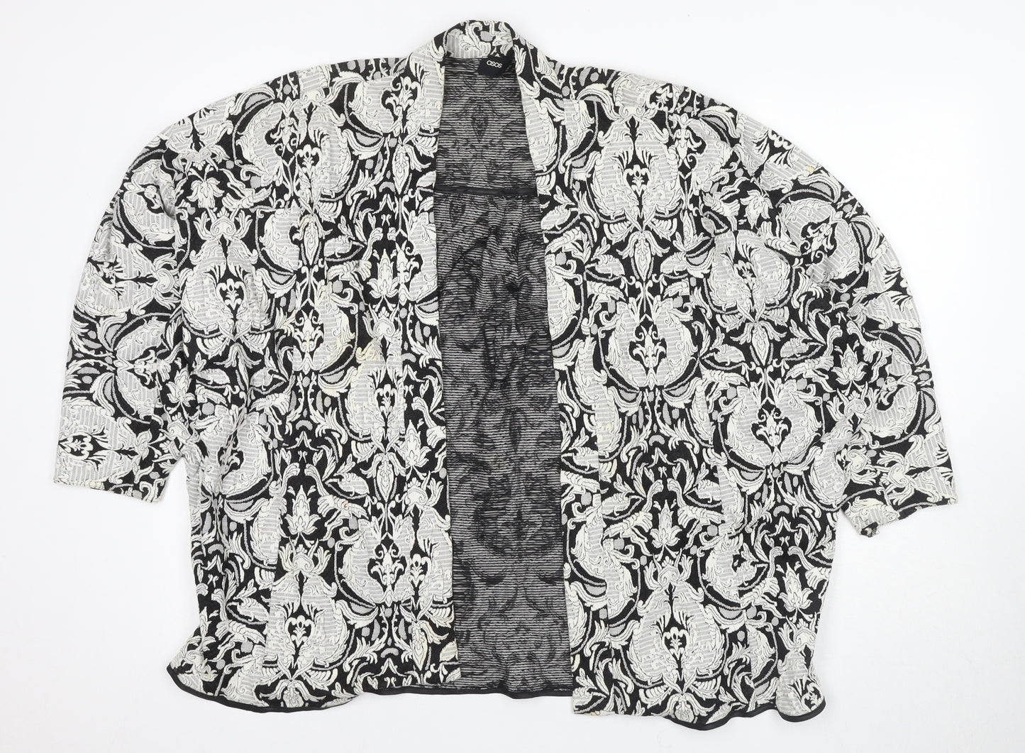 ASOS Women's Black White Floral Kimono Size 12