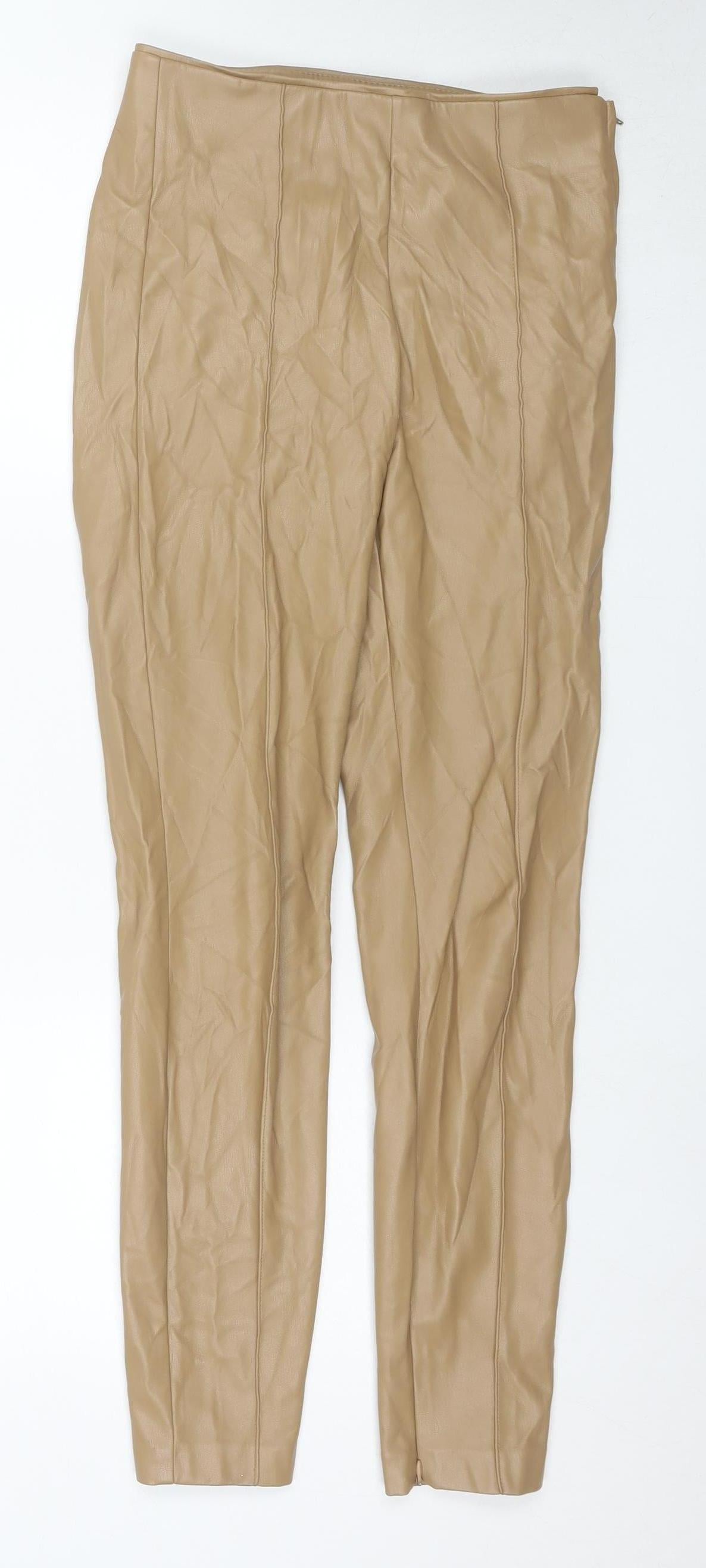 Zara Women's Beige Skinny Trousers Size 8