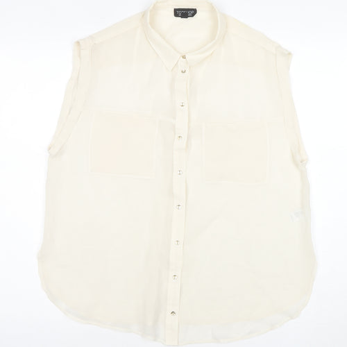 Topshop Women’s Ivory Sleeveless Button-Up Shirt