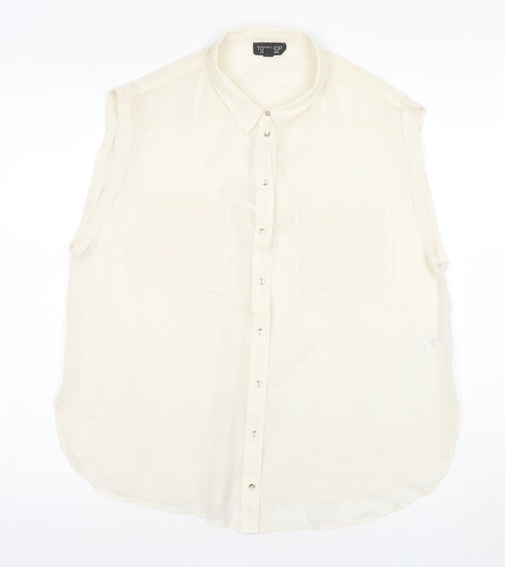 Topshop Women’s Ivory Sleeveless Button-Up Shirt