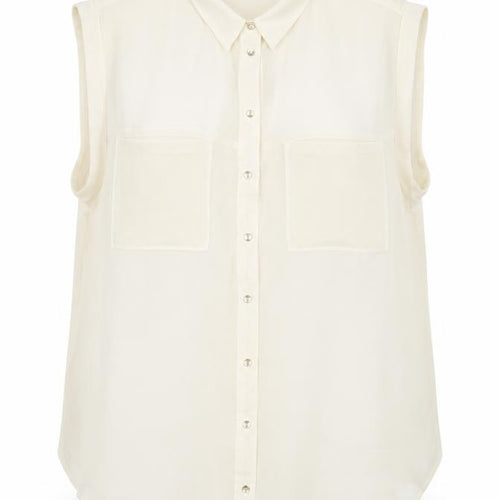 Topshop Women’s Ivory Sleeveless Button-Up Shirt