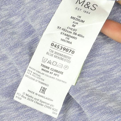 Marks and Spencer Men's Blue Medium Polo Shirt