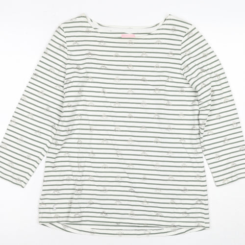 Joules Women's Green Striped T-Shirt Size 12