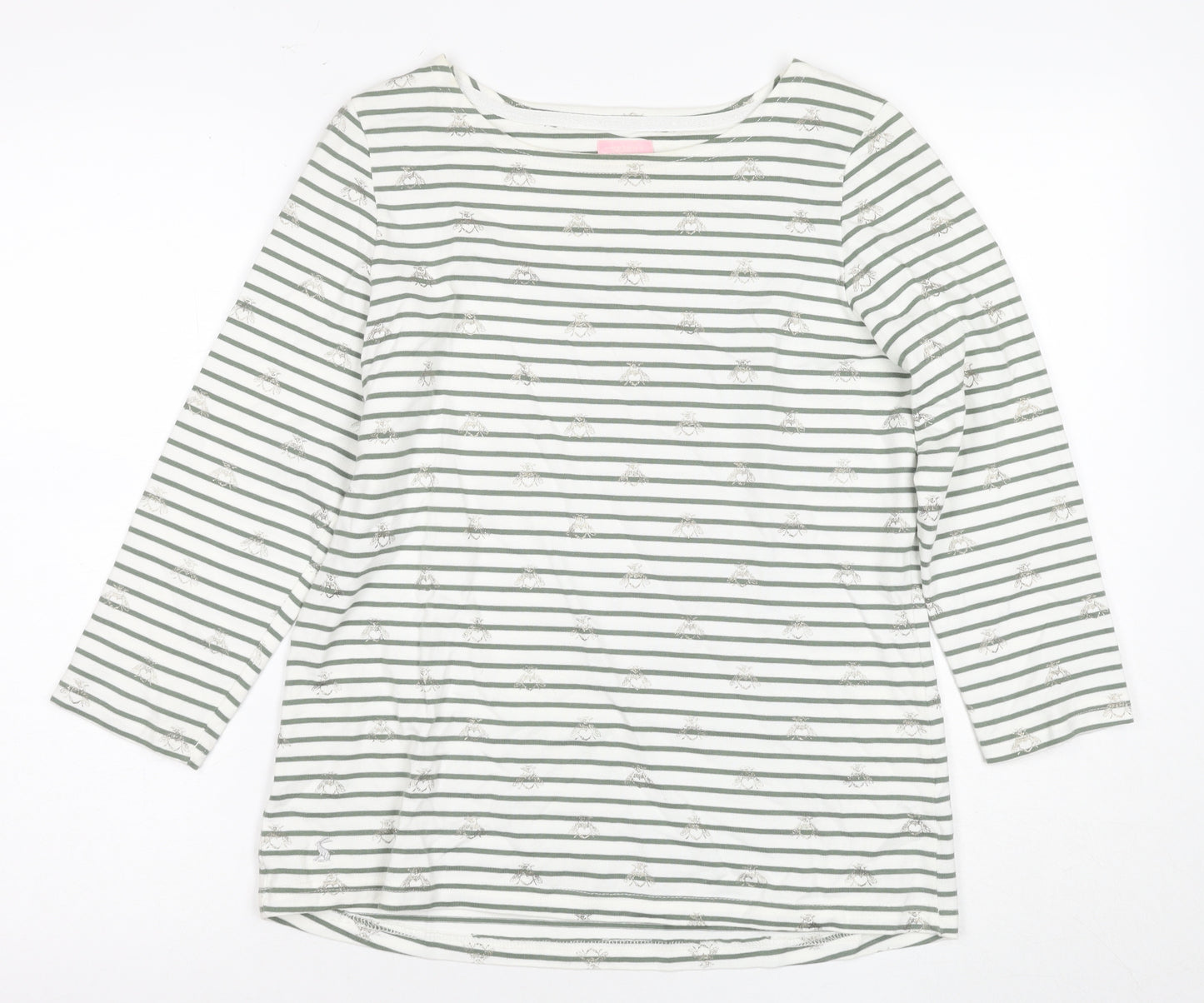 Joules Women's Green Striped T-Shirt Size 12