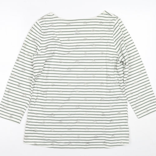 Joules Women's Green Striped T-Shirt Size 12