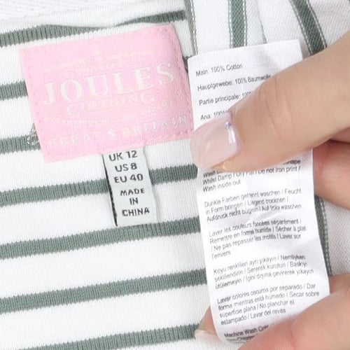 Joules Women's Green Striped T-Shirt Size 12