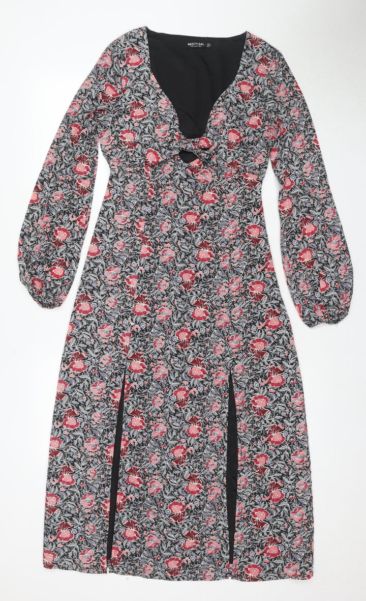 Nasty Gal Women's Floral Sheath Dress, UK 6, Multicoloured