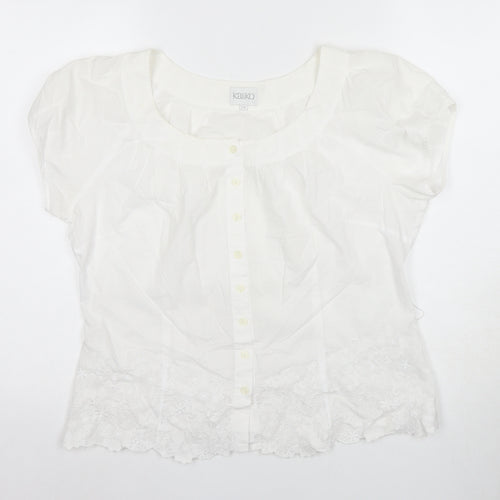 Kaliko Women's White Blouse, Size 14, Embroidered Trim
