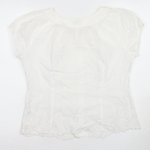 Kaliko Women's White Blouse, Size 14, Embroidered Trim