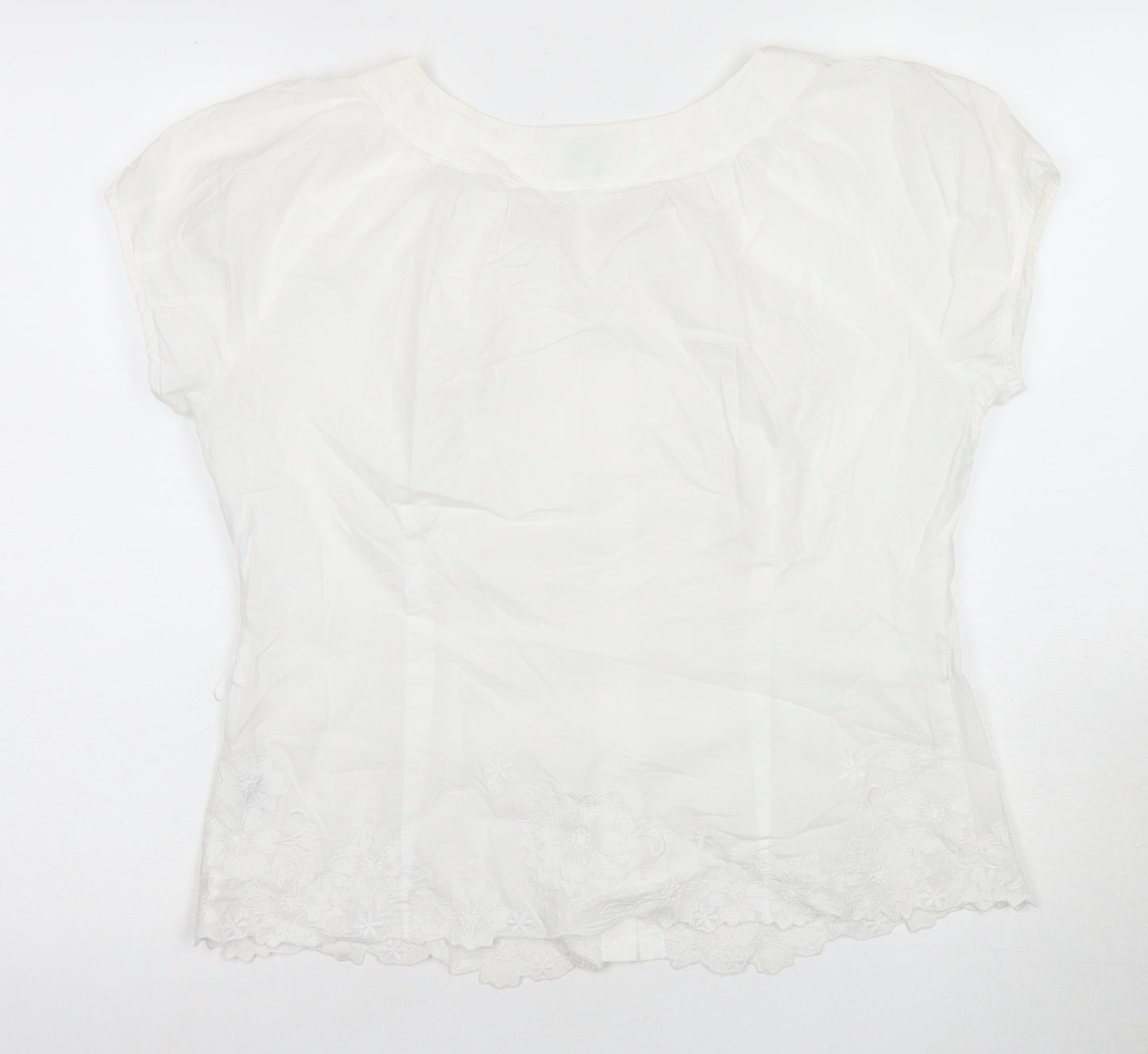 Kaliko Women's White Blouse, Size 14, Embroidered Trim