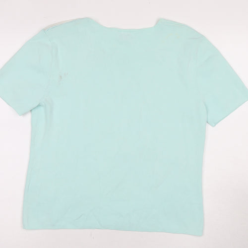 Roman Originals Womens Blue T-Shirt, M, Floral Embroidery