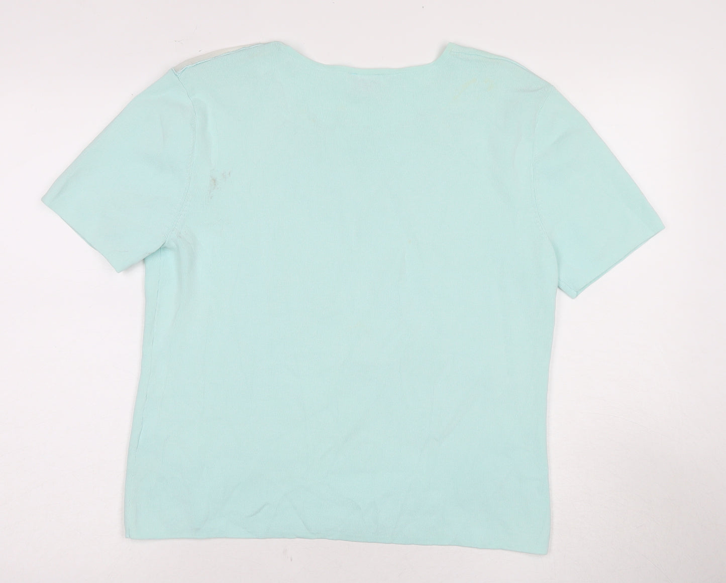 Roman Originals Womens Blue T-Shirt, M, Floral Embroidery