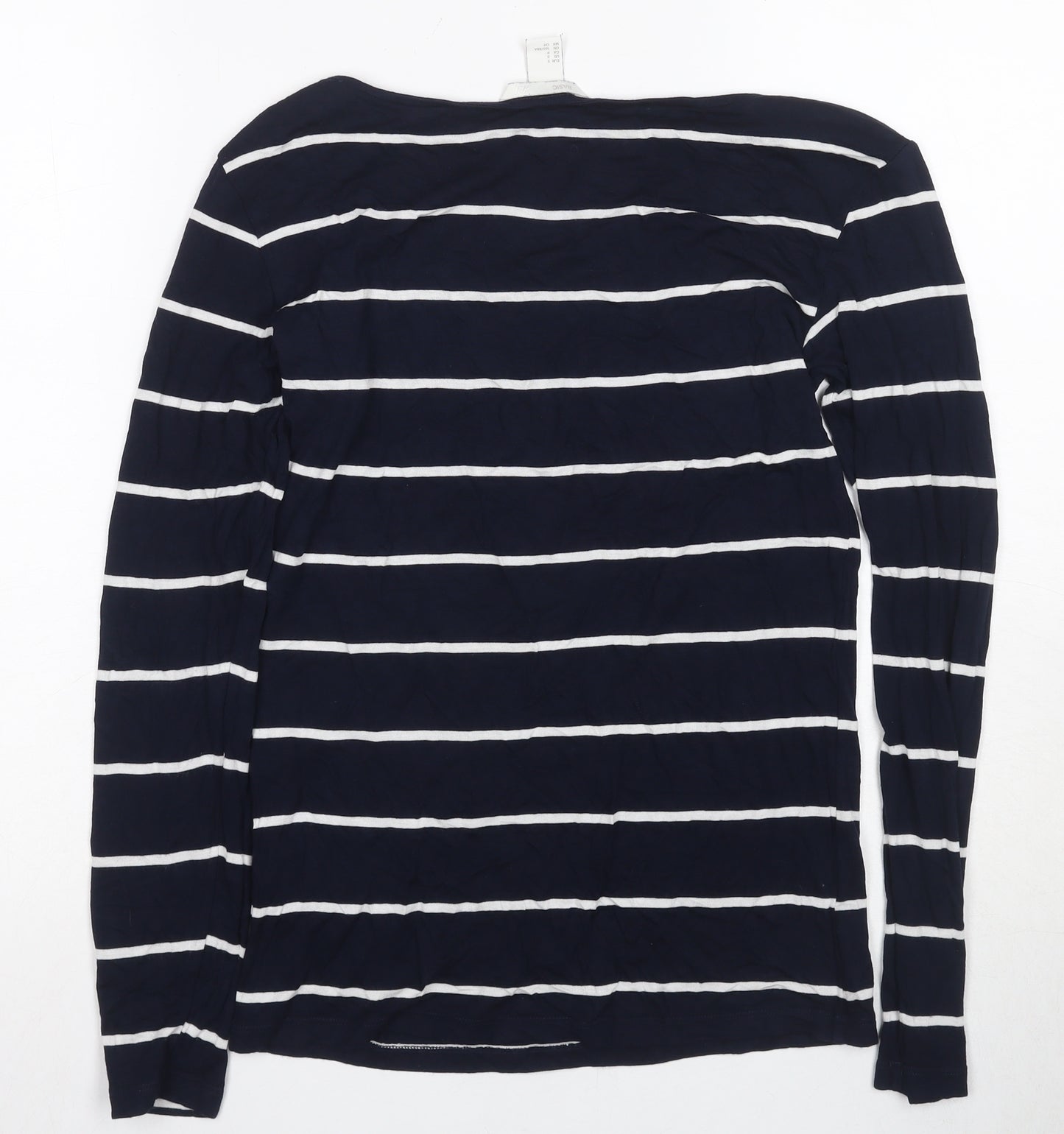 H&M Women's Blue Striped Long Sleeve Basic Top