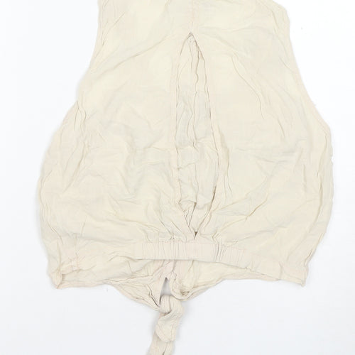 Topshop Beige Sleeveless Cropped Blouse - UK 8