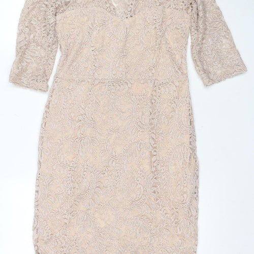 Next Beige Women's Lace Bodycon Dress Size 12