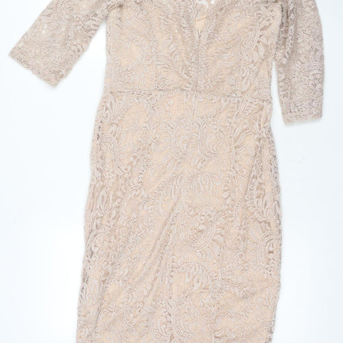 Next Beige Women's Lace Bodycon Dress Size 12