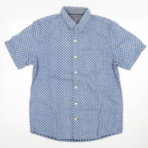 FatFace Men's Blue Floral Short Sleeve Shirt S