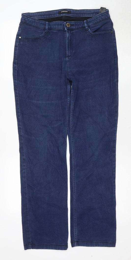 Marks and Spencer Women's Blue Straight Jeans, Size 14